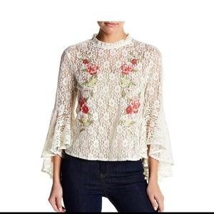 Jealous Tomato Floral Lace Bell Sleeve Blouse